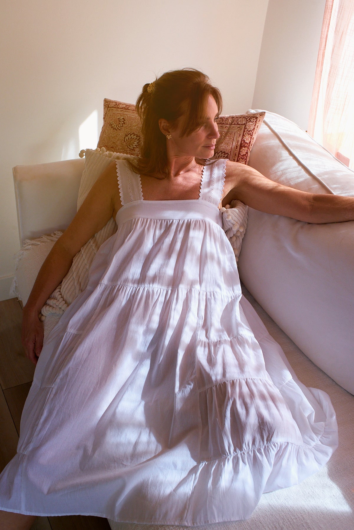 Zoe Nightie in Pink Cotton Chiffon